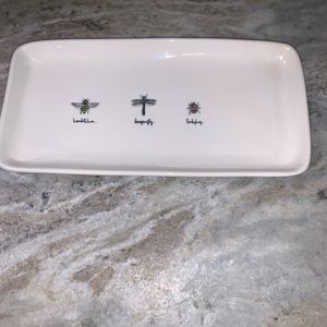Rae Dunn Large Rectangular Bee,Lady Bug, and Dragonfly Serving Tray 13” x 7”